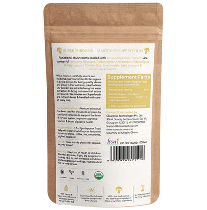 Rooted Active Naturals Lion's Mane Mushroom Extract Powder