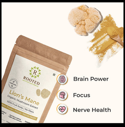 Rooted Active Naturals Lion's Mane Mushroom Extract Powder