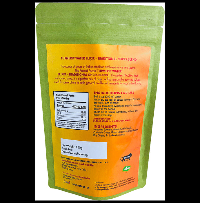 Rooted Peepul Combo Pack of Turmeric Water Elixir Indian Superfood Blend & Turmeric Water Elixir Traditional Spice Blend (150gm Each)