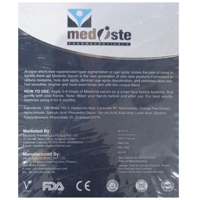 Medbrite Serum | Reduces Dark Spots, Melasma & Hyperpigmentation | Evens Skin Tone