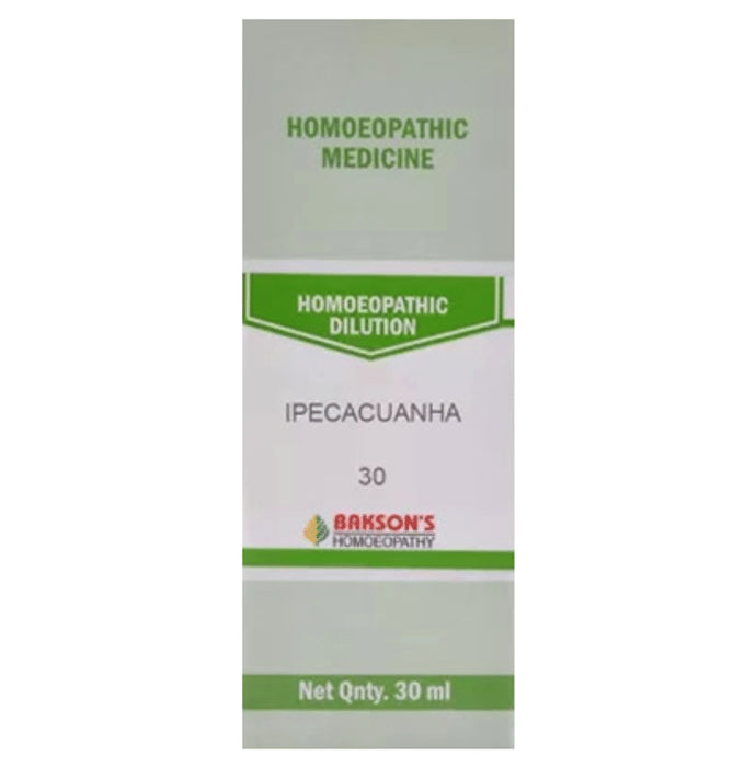 Bakson's Homeopathy Ipecacuanha Dilution 30 CH - Classic Derma