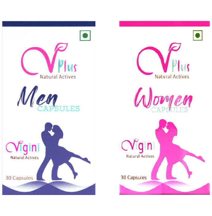Vigini VPlus Natural Actives Combo Pack of Men Capsule & Women Capsule (30 Each) - Classic Derma
