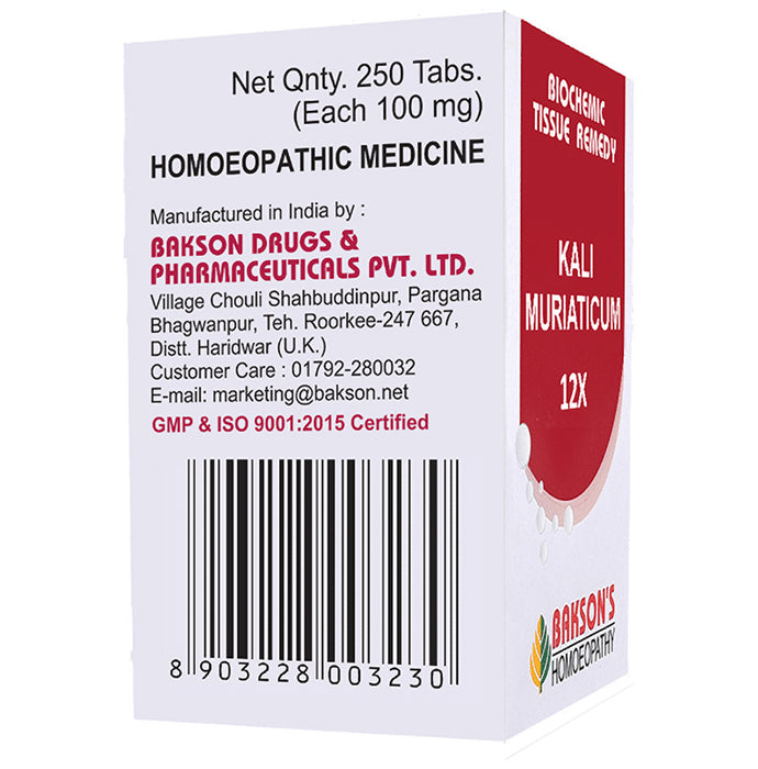 Bakson's Homeopathy Kali Muriaticum Biochemic Tablet 12X