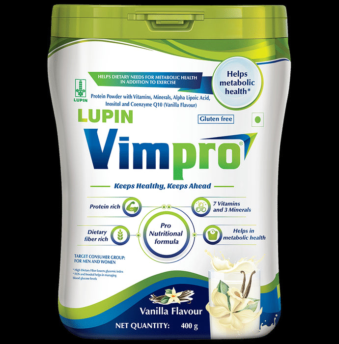 Vimpro Protein with ALA, Inositol & Coenzyme Q10 | Gluten Free | Flavour Vanilla Powder - Classic Derma