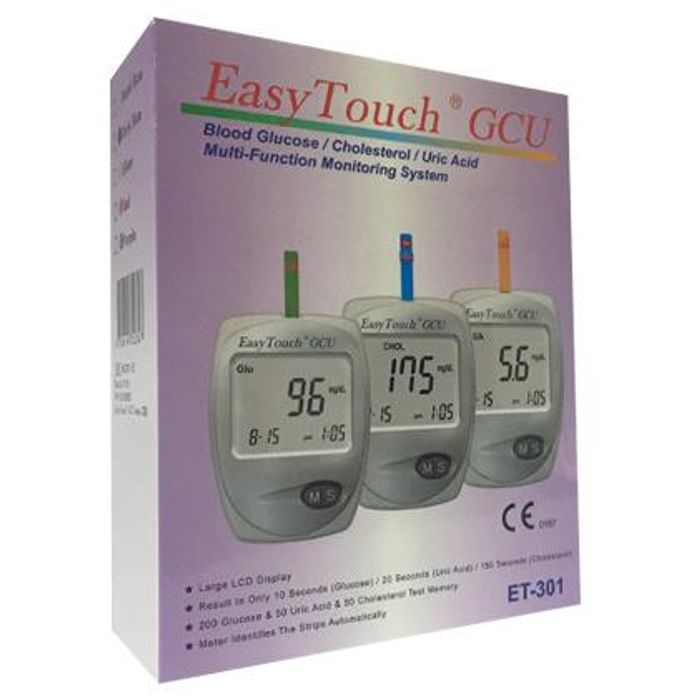 EasyTouch GCU Blood Glucose/Cholesterol/Uric Acid Multi-Function Monitoring System ET 301 - Classic Derma