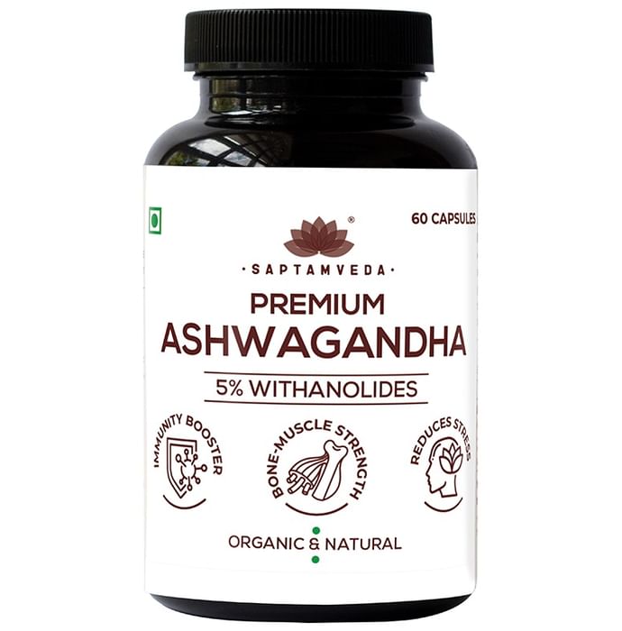 Saptamveda Premium Ashwagandha 5% Withanolides Capsule (60 Each) - Classic Derma