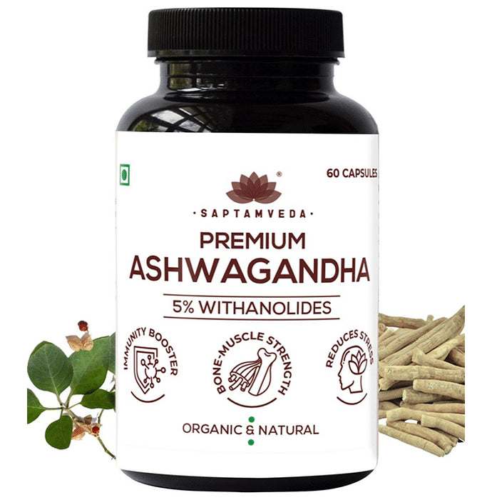 Saptamveda Premium Ashwagandha 5% Withanolides Capsule (60 Each)