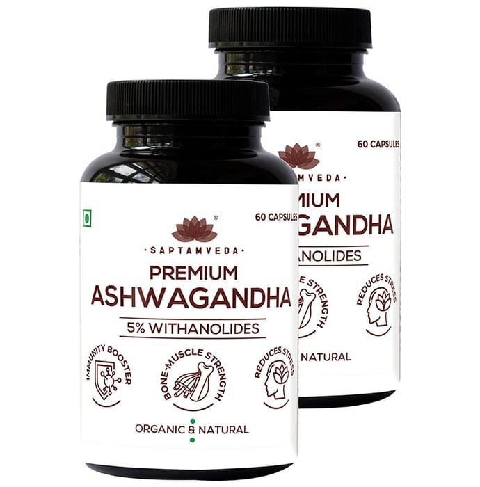 Saptamveda Premium Ashwagandha 5% Withanolides Capsule (60 Each) - Classic Derma