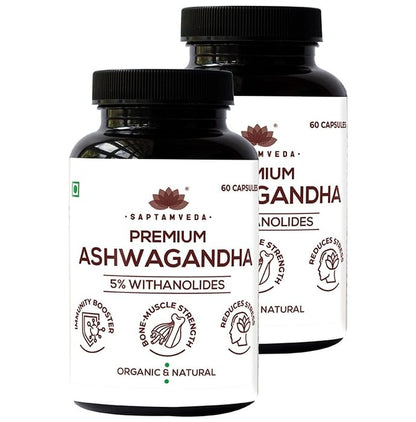 Saptamveda Premium Ashwagandha 5% Withanolides Capsule (60 Each) - Classic Derma