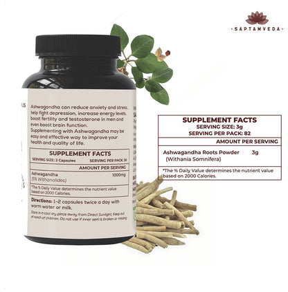 Saptamveda Premium Ashwagandha 5% Withanolides Capsule (60 Each)