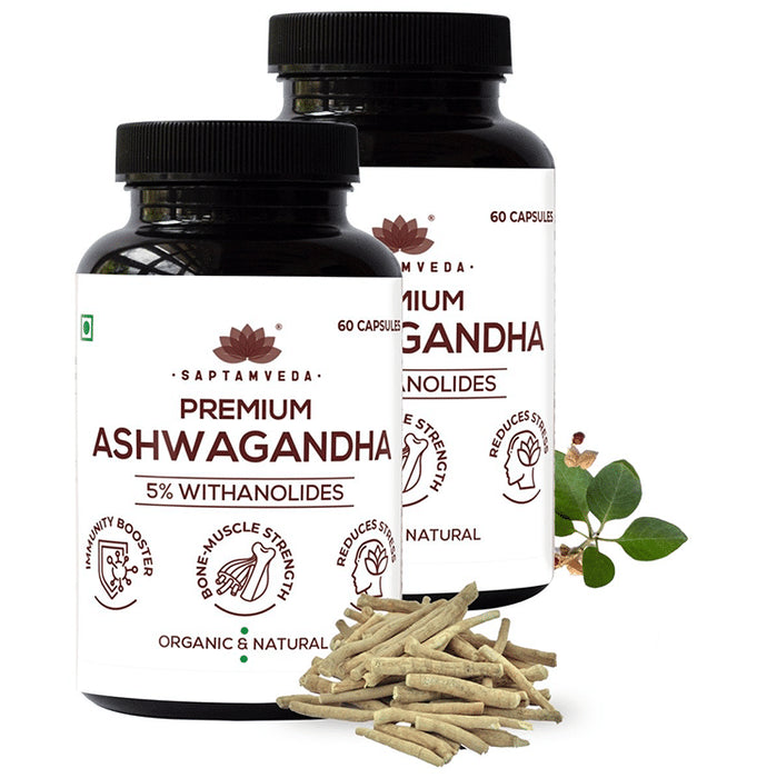 Saptamveda Premium Ashwagandha 5% Withanolides Capsule (60 Each)
