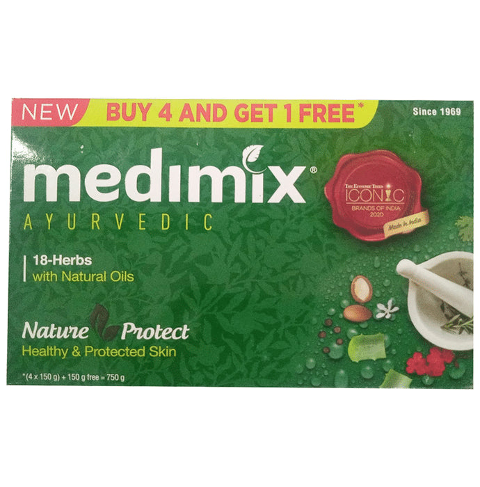 Medimix Ayurvedic 18 Herbs Soap (150gm Each) Buy 4 Get 1 Free - Classic Derma