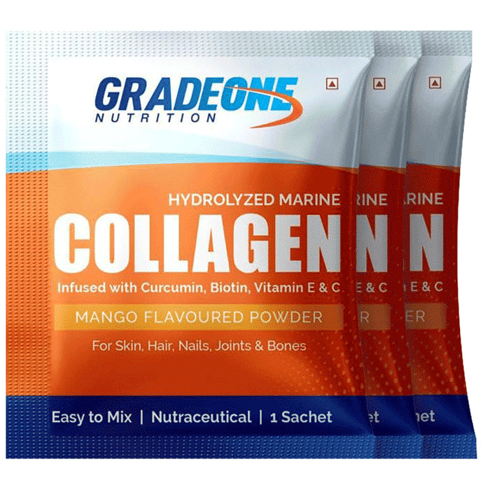 Gradeone Nutrition Marine Collagen Powder Sachet For Skin Hair Nails & Joints (10gm Each) - Classic Derma