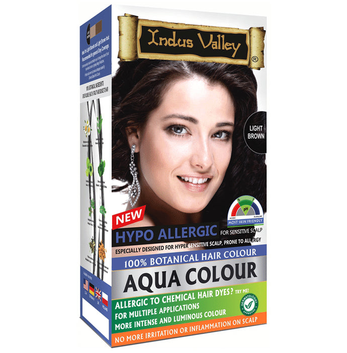 Indus Valley 100% Botanical Hair Aqua Colour Light Brown - Classic Derma