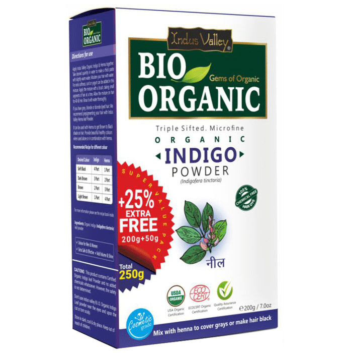 Indus Valley Bio Organic Indigo Powder +25% Extra Free - Classic Derma