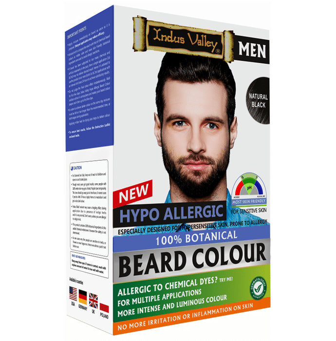 Indus Valley Hypo Allergic Men Beard Colour Natural Black - Classic Derma