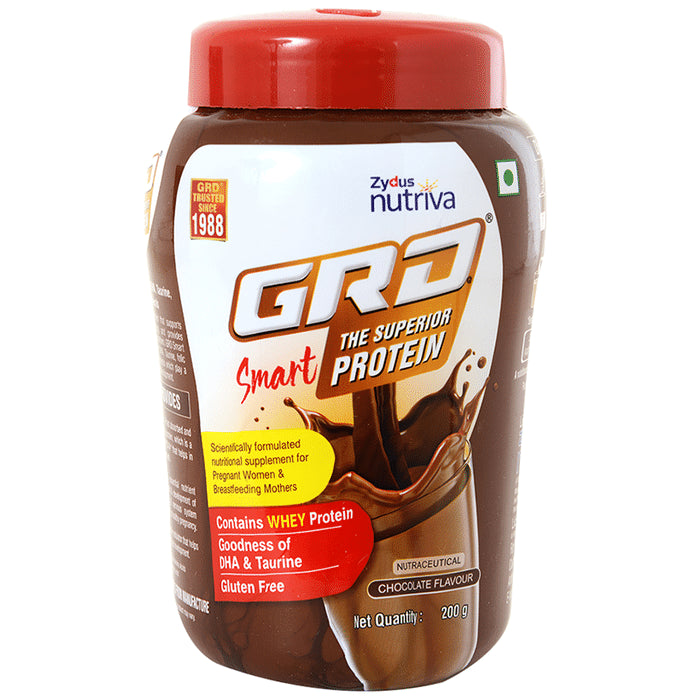 GRD Smart Whey Protein with DHA & Taurine | Gluten Free | Flavour Chocolate Powder - Classic Derma