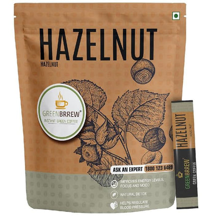 Green Brrew Hazelnut Instant Green Coffee (1.5gm Each) - Classic Derma