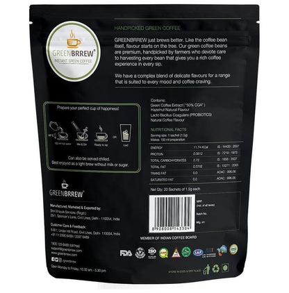 Green Brrew Hazelnut Instant Green Coffee (1.5gm Each)