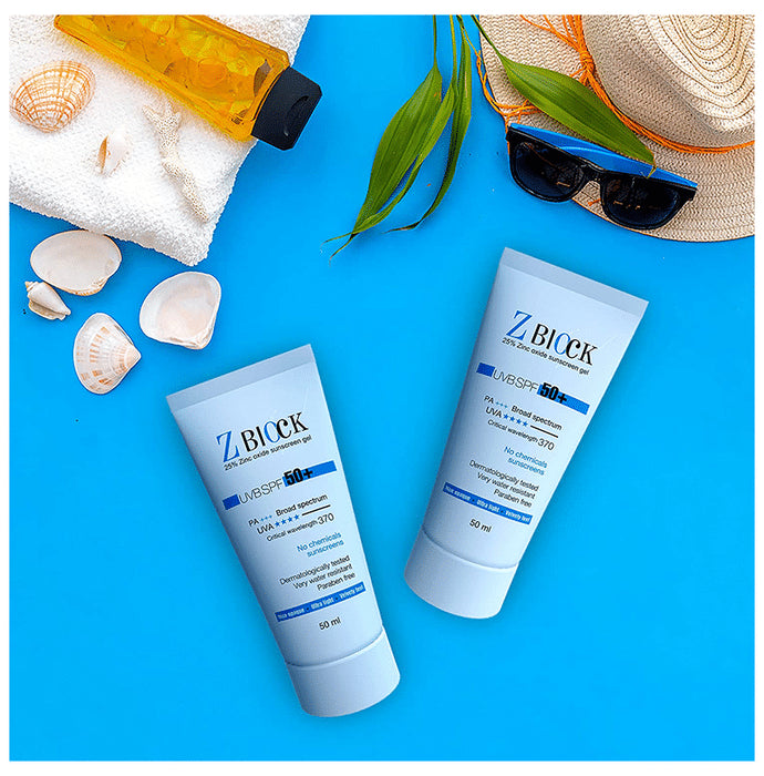 Z Block 25% Zinc Oxide Sunscreen Gel (50ml Each) SPF 50+