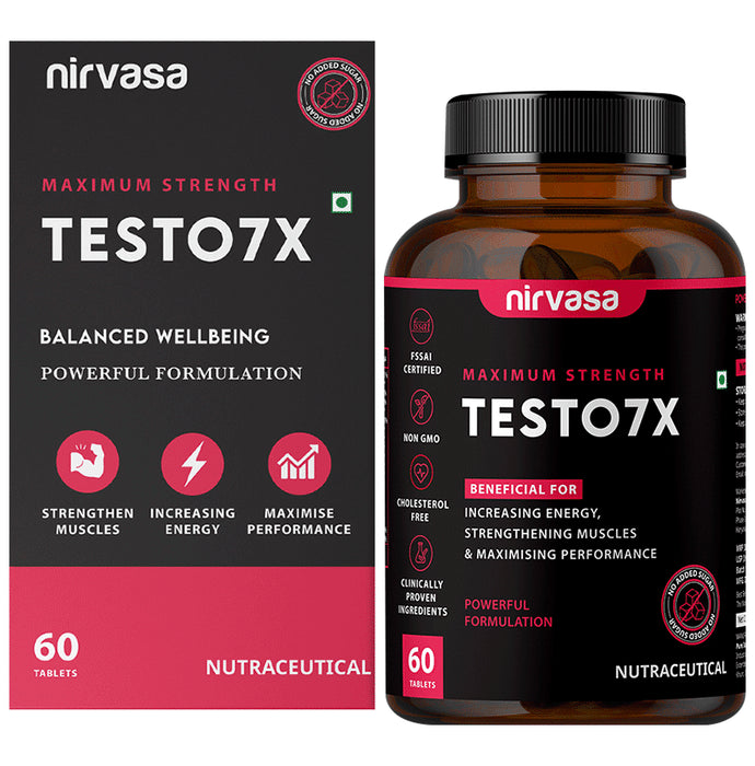 Nirvasa Maximum Strength Testo 7X Tablet (60 Each) - Classic Derma