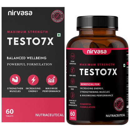 Nirvasa Maximum Strength Testo 7X Tablet (60 Each) - Classic Derma
