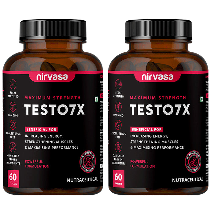 Nirvasa Maximum Strength Testo 7X Tablet (60 Each) - Classic Derma