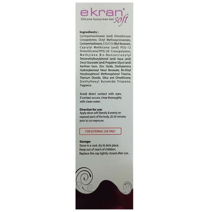 Ekran Silicone Sunscreen UVA/UVB Gel Soft SPF 50+ PA+++ | Oil Free, Matte Finish & Water Resistant