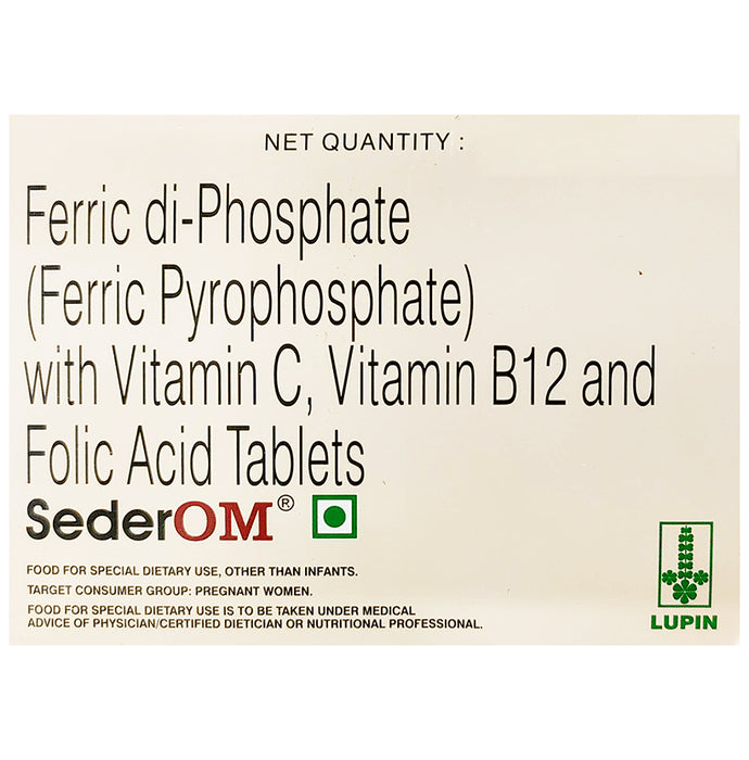SederOM Tablet with Ferric Phosphate, Vitamin C & B12, Curcuma Longa & Folic Acid - Classic Derma