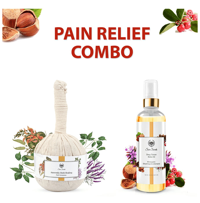 Seer Secrets Combo Pack of Ayurvedic Herb Healing Potli Compress 160gm & Deep Tissue Balm Oil 100ml