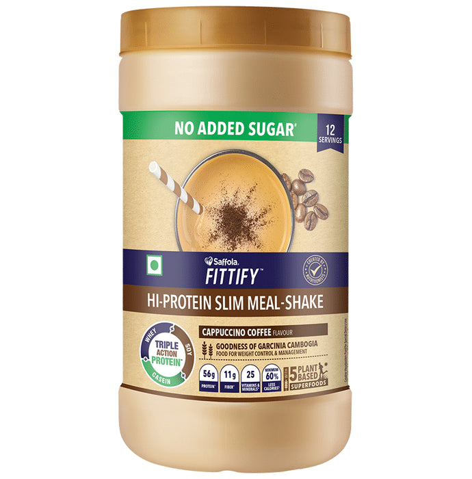 Saffola Fittify Hi-Protein Slim Meal-Shake (420gm Each) Cappuccino Coffee - Classic Derma