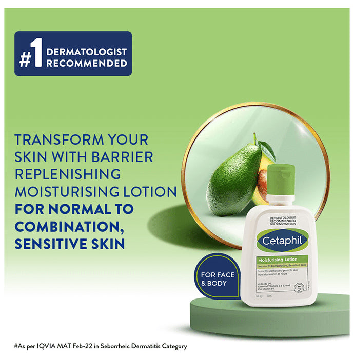 Cetaphil Moisturising Lotion with Avocado Oil, Vitamin E, B3 & B5 | For Normal to Combination, Sensitive Skin