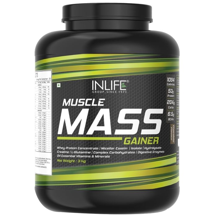Inlife Muscle Mass Gainer Protein Powder with Whey Protein Chocolate - Classic Derma
