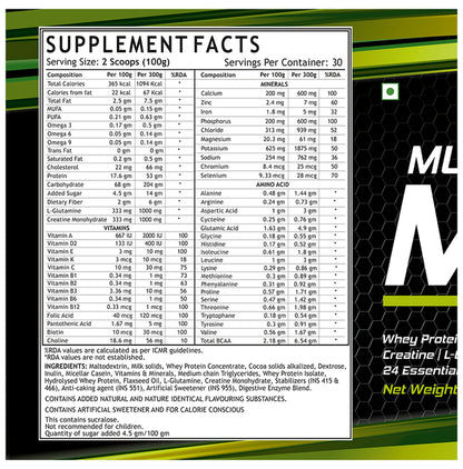 Inlife Muscle Mass Gainer Protein Powder with Whey Protein Chocolate