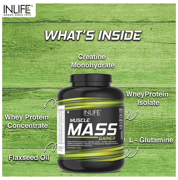 Inlife Muscle Mass Gainer Protein Powder with Whey Protein Chocolate