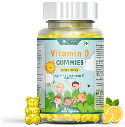 Inlife Vitamin D Gummies Lemon Gluten Free