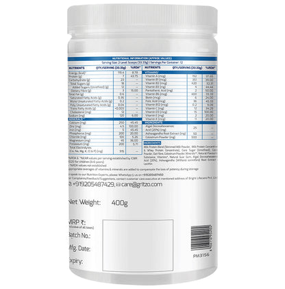 Gritzo Super Milk Protein Height+ for 4 to 7 Years | With Calcium & Vitamin D3 | Flavour Double Chocolate