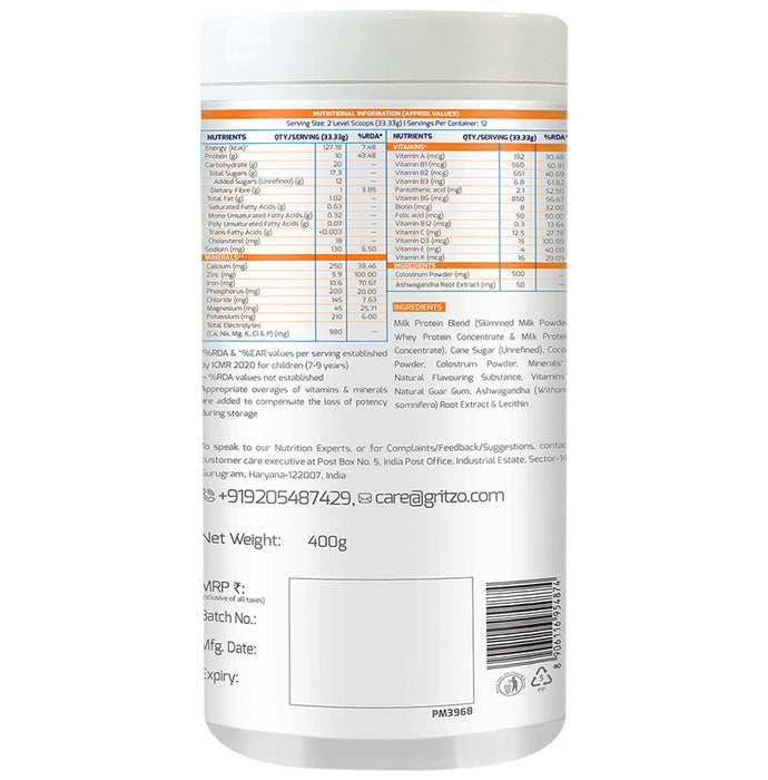 Gritzo SuperMilk Daily Nutrition 8-12 Yrs Boy Height+ Double Chocolate