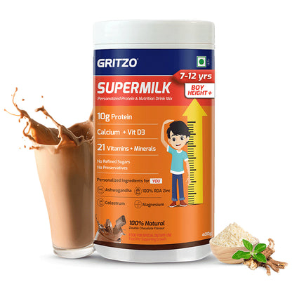 Gritzo SuperMilk Daily Nutrition 8-12 Yrs Boy Height+ Double Chocolate