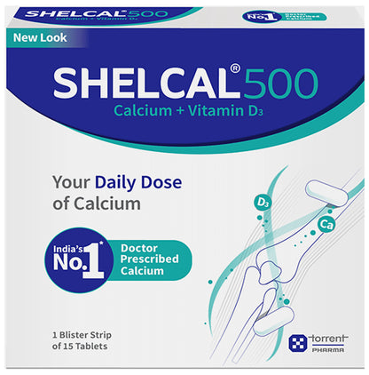 Shelcal 500 Calcium+Vitamin D3 Tablet | For Bones, Joints, Muscles Care | Supports Immunity | Daily Mineral Blend - Classic Derma