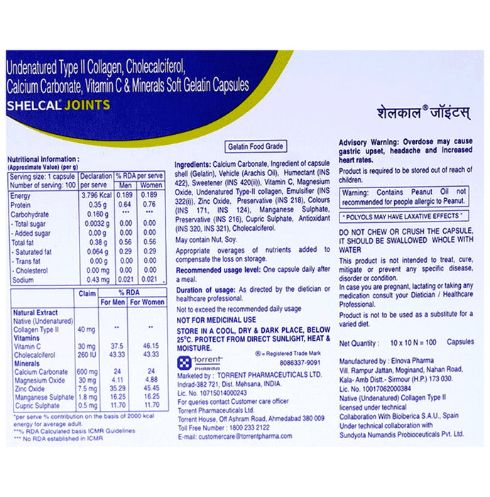 Shelcal Joints Soft Gelatin Capsule | For Bone, Joint & Muscle Care