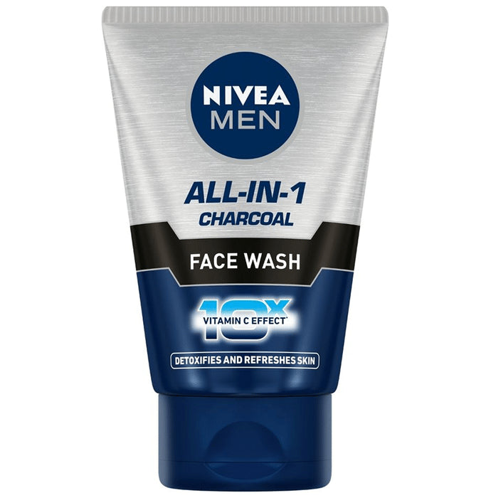 Nivea Men Face Wash-All in 1 Charcoal to Detoxify & Refresh Skin with 10x Vitamin C Effect - Classic Derma