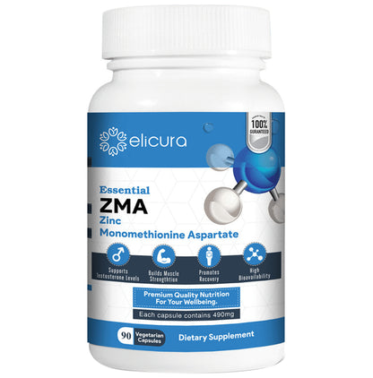 Elicura Essential ZMA Zinc Monomethionine Aspartate Vegetarian Capsule for Sleep & Muscle Recovery