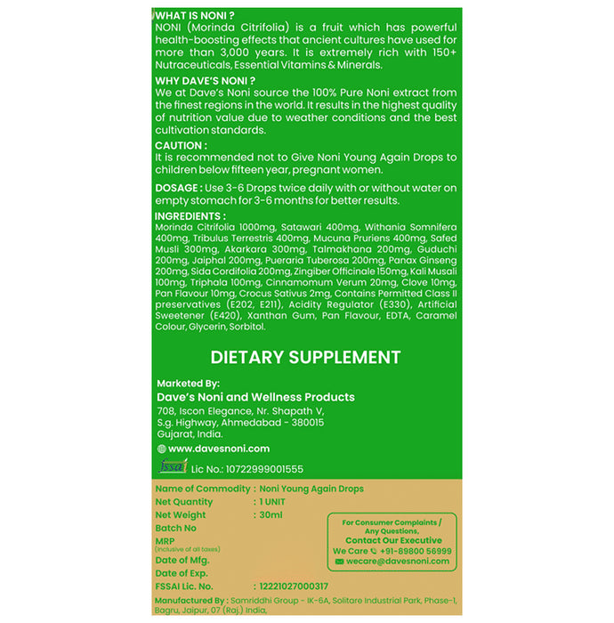 The Dave's Noni Young Again Drops for Females (30ml Each)