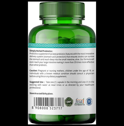 Simply Herbal Pro Biotics 25 Billion CFU Vegetarian Capsules