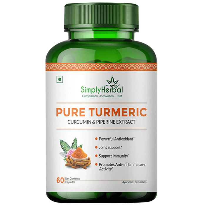 Simply Herbal Pure Turmeric Curcumin & Piperine Extract Capsule - Classic Derma