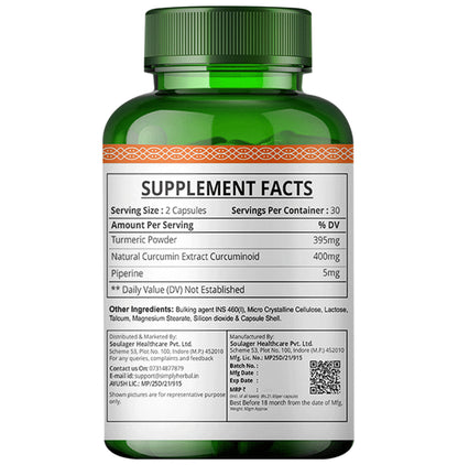 Simply Herbal Pure Turmeric Curcumin & Piperine Extract Capsule