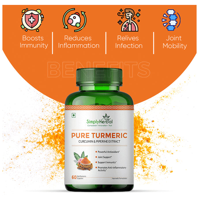 Simply Herbal Pure Turmeric Curcumin & Piperine Extract Capsule
