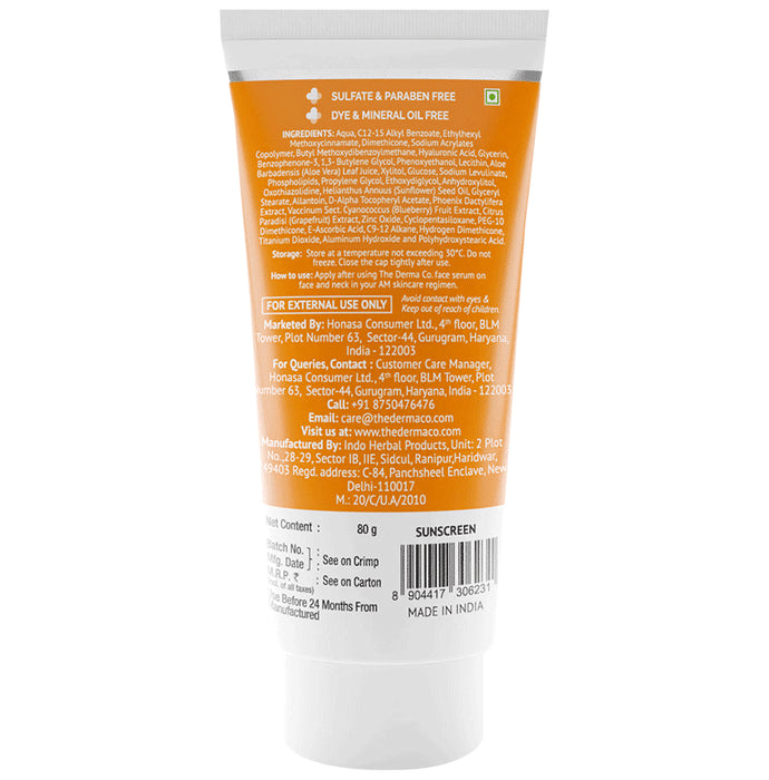 The Derma Co 1% Hyaluronic Sunscreen Aqua Gel with Vitamin E | Fragrance Free SPF 50 PA++++