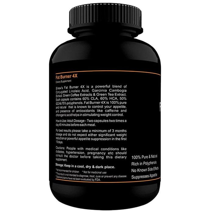 Sinew Nutrition Natural Fat Burner 4X (Green Tea, CLA, Green Coffee & Garcinia Cambogia Extract) - 1200mg